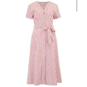 Nwt Sugarhill Evelina Deck Red/White Stripe Midi Dress sz 12